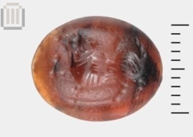 Oval semi precious stone seal from Dymokastro