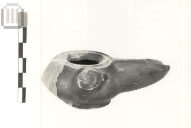 Clay black-glazed lamp from Kephalochori
