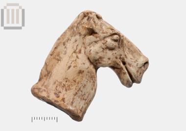 Head of a clay horse figurine from Dymokastro