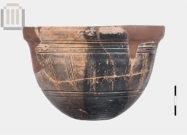 Clay black glazed bowl from Dymokastro