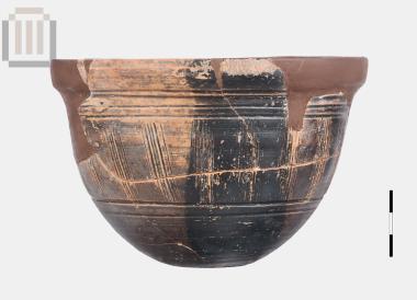 Clay black glazed skyphos from Dymokastro