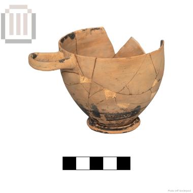 Clay black glazed skyphos-kotyle, from Mastilitsa