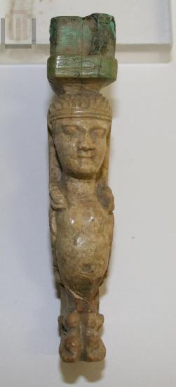 Ivory handle of folding knife in shape of Sphinx