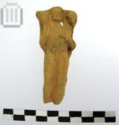 Clay votive ram-bearer figurine