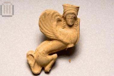 Clay plaque depicted with Sphinx