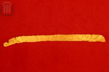 Three gold banded sheets from the decoration of a sword's  baldric
