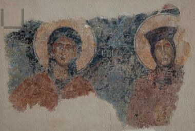 Wall painting with female saints.