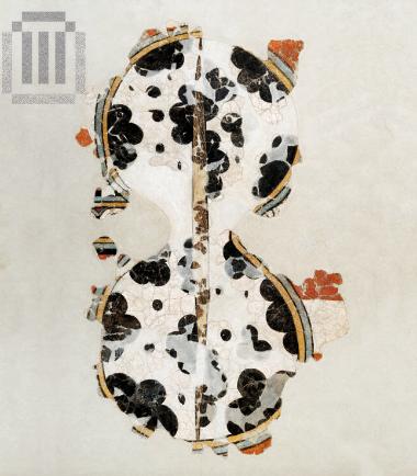 Part of a wall painting depicting an eight-shaped shield
