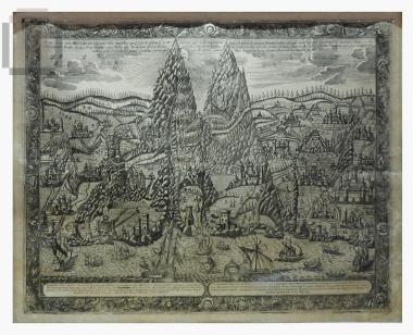 Engraving with the general view of Mount Athos