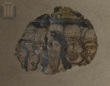 Section of a wall painting decorated with the Dormition of Saint Nicholas