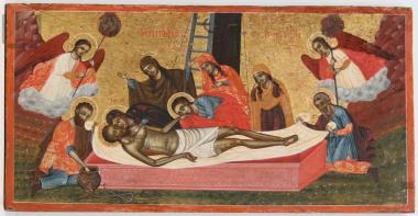 Portable templon icon: the Lamentation