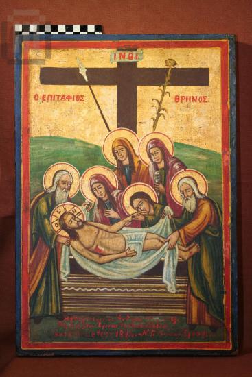 Icon of altarscreen architrave: the Lamentation