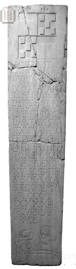 Inscribed tomb slab of Iohana de Perier