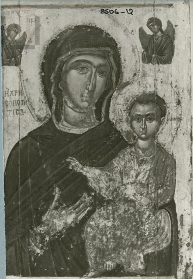 Bilateral architrave icon: Virgin Mary Hodegetria and Saint Symeon