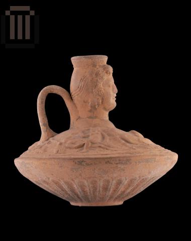 Clay lagynos with relief decoration