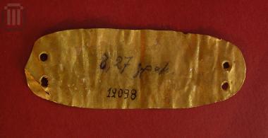 Gold ellipsoid sheet with two holes on its endings (attached sheet)