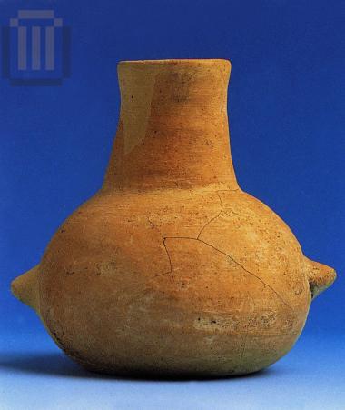 High-necked globular vase