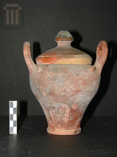 Red glaze stamnoid pyxis