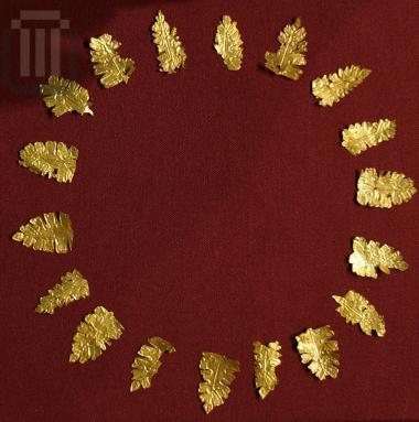 Gold oak leaves from a wreath