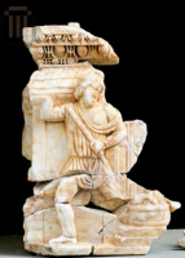 Parts of an attic marble sarcophagus