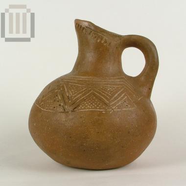 Clay jug with cutaway neck