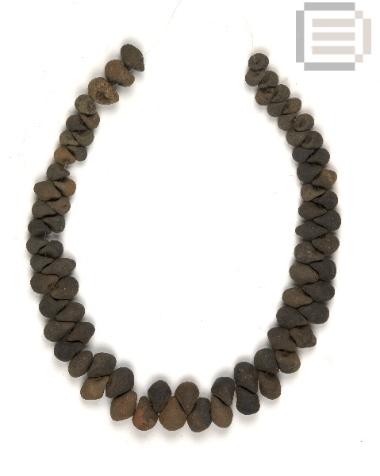 Two necklaces with 75 clay beads