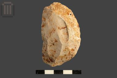 Side convex scraper on flake, from Megalo Karvounari