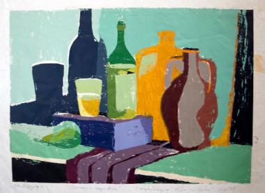 Χρωματιστή Νεκρή Φύση- Μήλον της Έριδος (Ξυλογραφία)