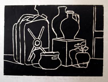 Νεκρή Φύση- Μήλον της Έριδος (Ξυλογραφία)