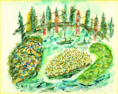 Landscape of California. The Golden Gate Bridge