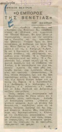 National Theatre. Shakespeare's 