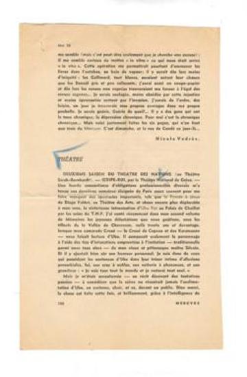 Duxieme saison du Theatre des Nations (au Theatre Sarah-Bernhardt). 