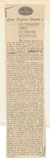 Les tragiques grecs au Théâtre des Nations