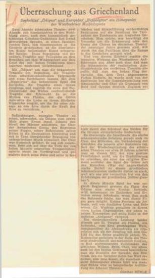 Überraschung aus Griechenland. Sophokles' 