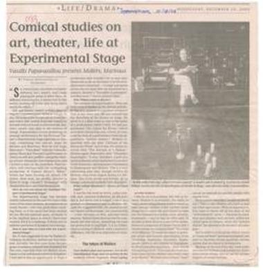 Comical studies on art, theatre, life at Experimental Stage. Vassilis Papavassiliou presents Moliere, Marivaux