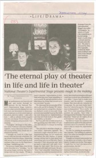 The eternal play of theater in life and life in theater'. National Theater's Experimental Stage presents magic in the making