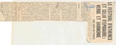 Le Festival d'Athènes et celui d'Épidaure: Verbe et harmonie