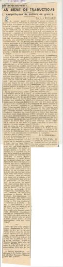 Au sujet de traductions. 