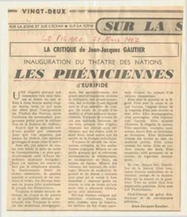 Inauguration du Théâtre des Nations. 