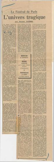 Le Festival de Paris. L'univers tragique