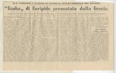 Si è iniziato a Venezia il Festival internazionale del Teatro. 