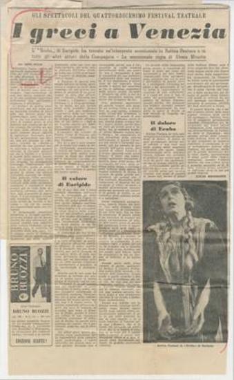 Gli spettacoli del quattordicesimo festival teatrale. I greci a Venezia. L'