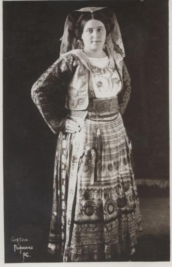 Young woman with traditional Corfu clothes