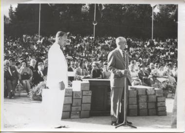 Bruce Lansdale at a graduation with mr G.L House, 1955