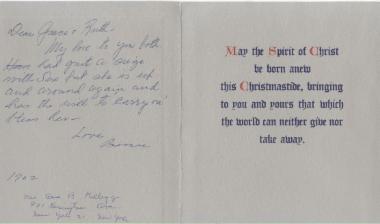 Scrapbook memorial condolences card for Charles Lucius House sisters, 10