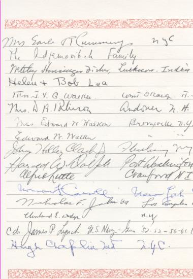 Scrapbook memorial of Charles Lucius House signatures of attendees, 14