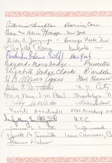 Scrapbook memorial of Charles Lucius House signatures of attendees, 18