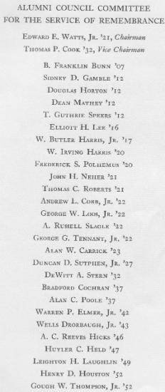 Τελετή μνημόσυνου του Πανεπιστημίου Princeton για τους αποφοίτους του (σ.13) 10 Ιούνιου,1962
