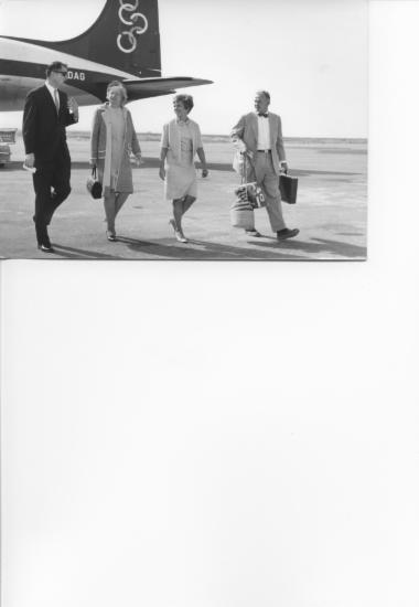 Frances Humphrey Howard, sister of U.S. V.P. Hubert Humphrey, as she arrives in Thessaloniki, Dec., 1966