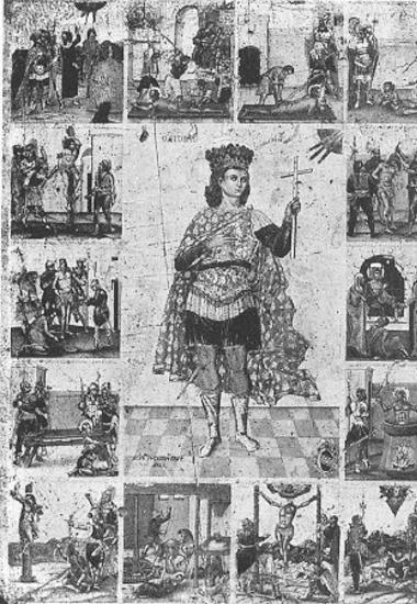 Gobdelaas with scenes from his life